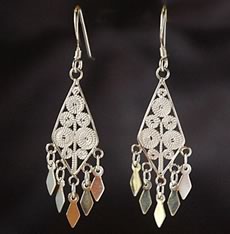 Sterling silver Siamese filagree earrings